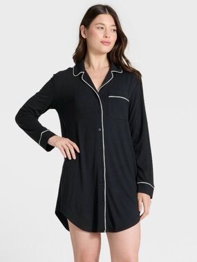 auden cloud knit modal notch collar long sleeve nightgown